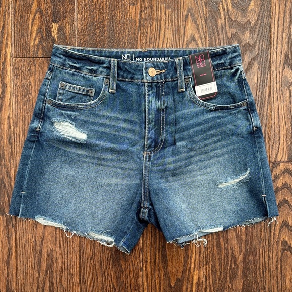 No Boundaries High Rise Deconstructed Midi Shorts - Picture 1 of 4